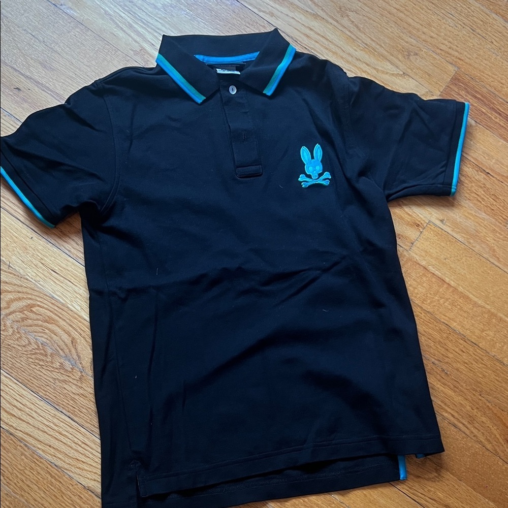 Psycho Bunny Black and Teal Polo Shirt